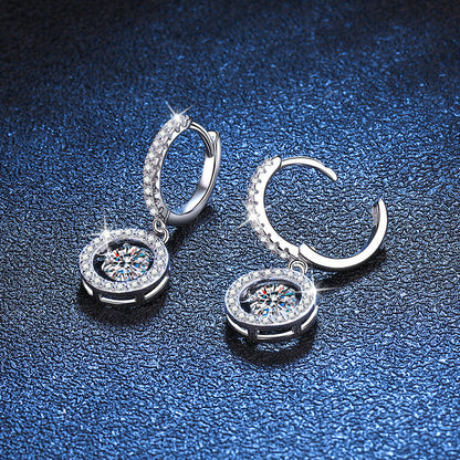 [Legend]DANCING MOISSANITE HALO DROP HOOP EARRINGS