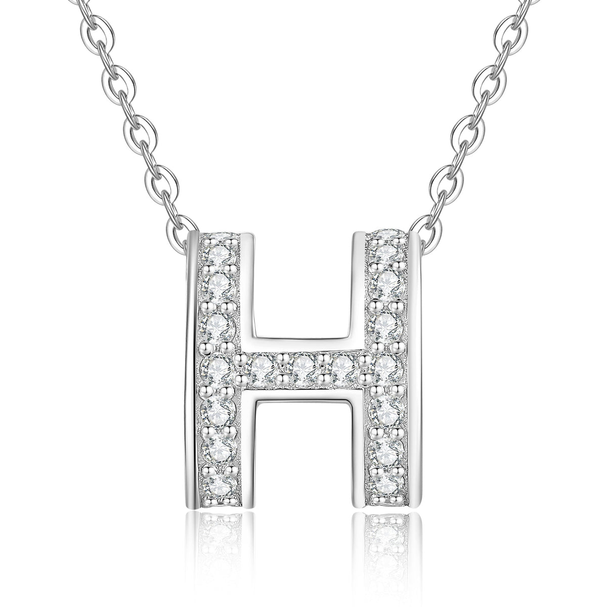 [Legend]FULL-PAVE "H" MOISSANITE PENDANT NECKLACE