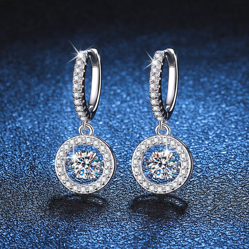 [Legend]DANCING MOISSANITE HALO DROP HOOP EARRINGS