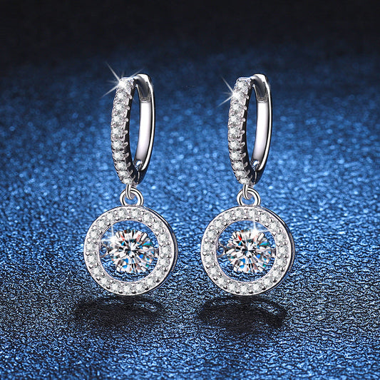 [Legend]DANCING MOISSANITE HALO DROP HOOP EARRINGS