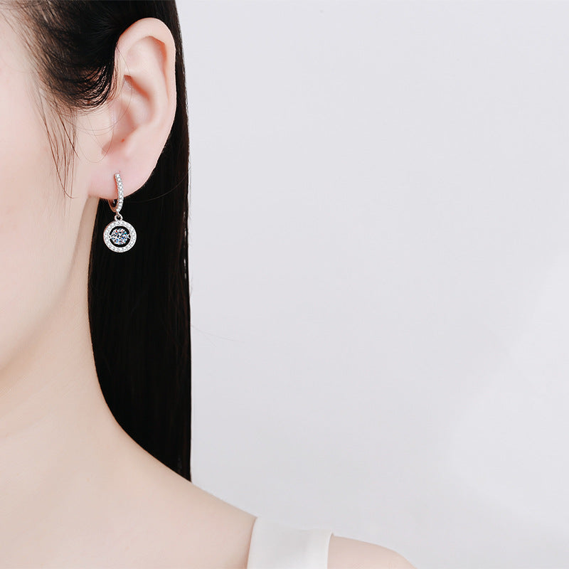 [Legend]DANCING MOISSANITE HALO DROP HOOP EARRINGS