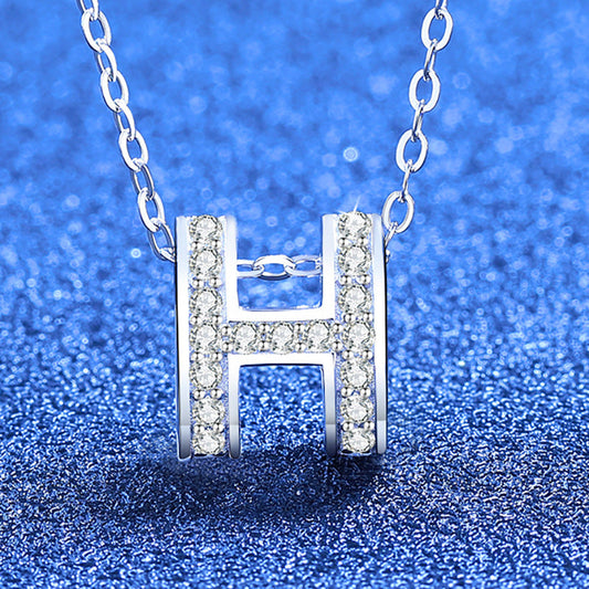 [Legend]FULL-PAVE "H" MOISSANITE PENDANT NECKLACE