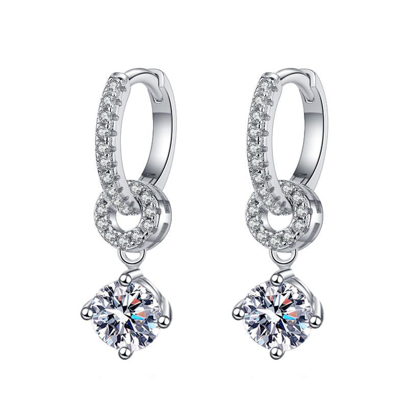 [Legend]INTERLOCKING DOUBLE RING MOISSANITE DROP EARRINGS