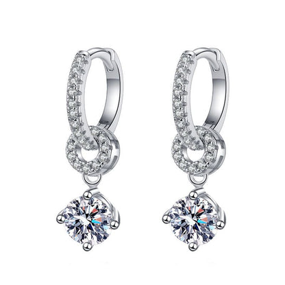 [Legend]INTERLOCKING DOUBLE RING MOISSANITE DROP EARRINGS