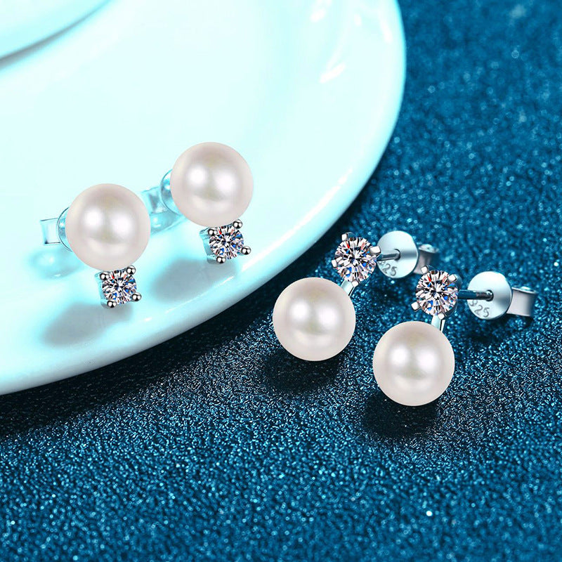 [Legend]ELEGANT NATURAL PEARL & MOISSANITE DROP EARRINGS