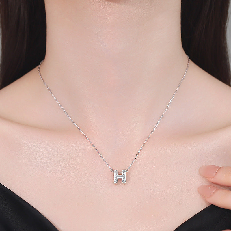 [Legend]FULL-PAVE "H" MOISSANITE PENDANT NECKLACE