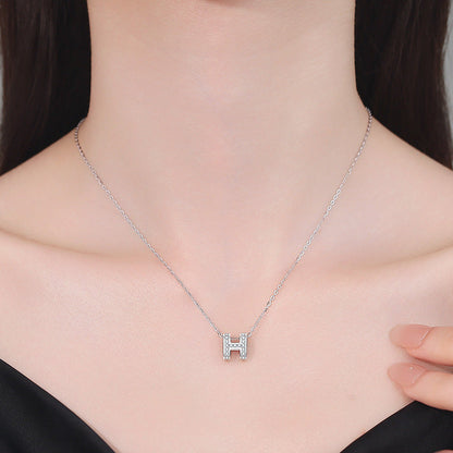 [Legend]FULL-PAVE "H" MOISSANITE PENDANT NECKLACE