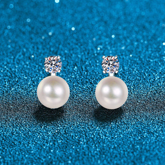 [Legend]ELEGANT NATURAL PEARL & MOISSANITE DROP EARRINGS