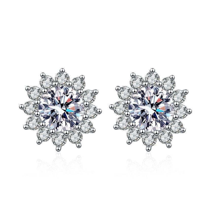 [Legend]BLOOMING SUNFLOWER MOISSANITE STUD EARRINGS