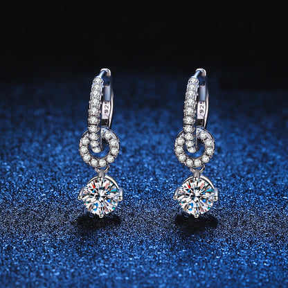 [Legend]INTERLOCKING DOUBLE RING MOISSANITE DROP EARRINGS