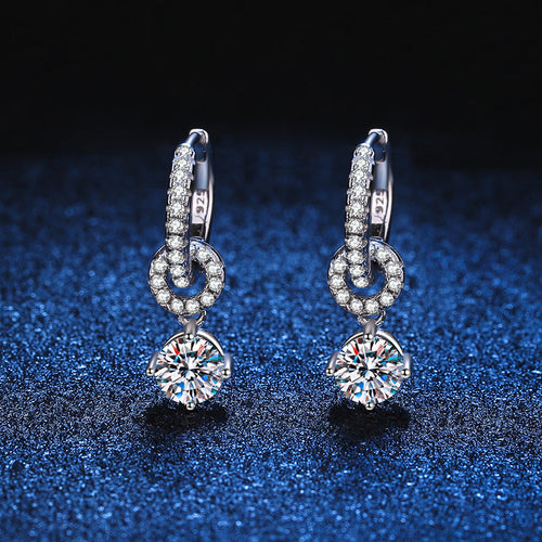 [Legend]INTERLOCKING DOUBLE RING MOISSANITE DROP EARRINGS
