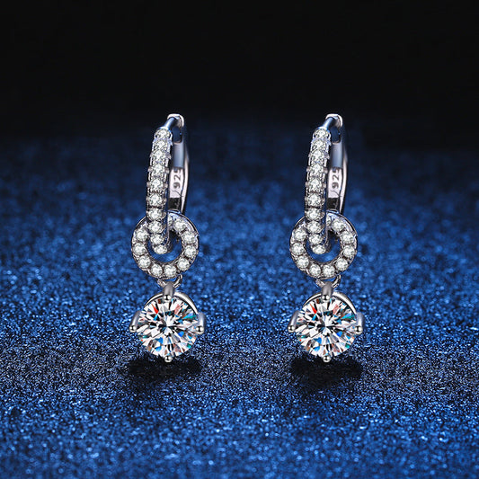 [Legend]INTERLOCKING DOUBLE RING MOISSANITE DROP EARRINGS