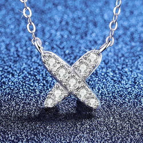 [Legend]MODERN X-SHAPE PAVÉ MOISSANITE NECKLACE