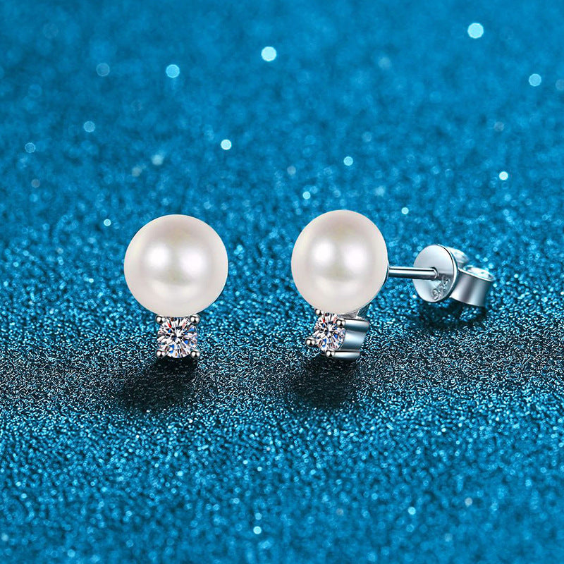 [Legend]ELEGANT NATURAL PEARL & MOISSANITE DROP EARRINGS