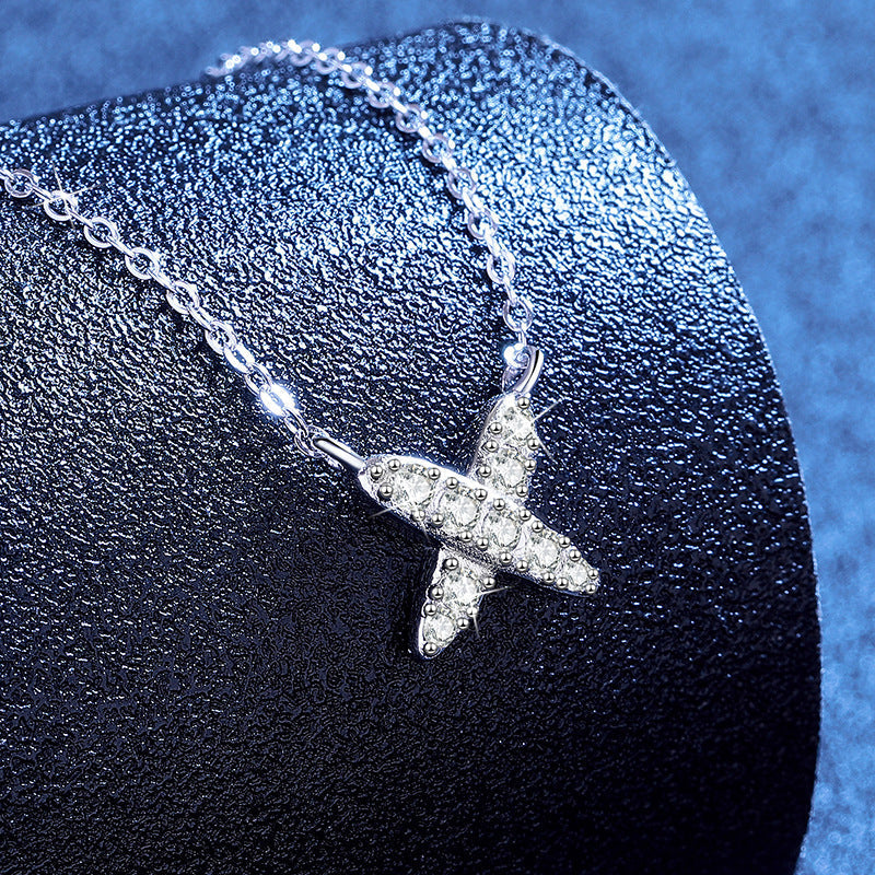 [Legend]MODERN X-SHAPE PAVÉ MOISSANITE NECKLACE