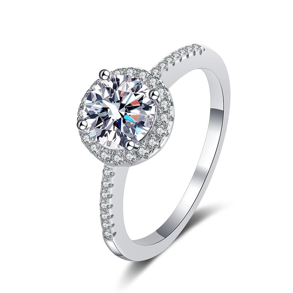 [Legend]RADIANT ROUND HALO MOISSANITE ENGAGEMENT RING
