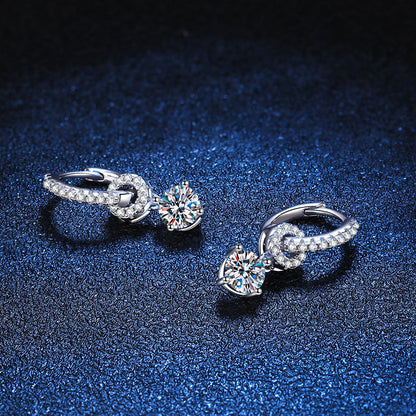 [Legend]INTERLOCKING DOUBLE RING MOISSANITE DROP EARRINGS