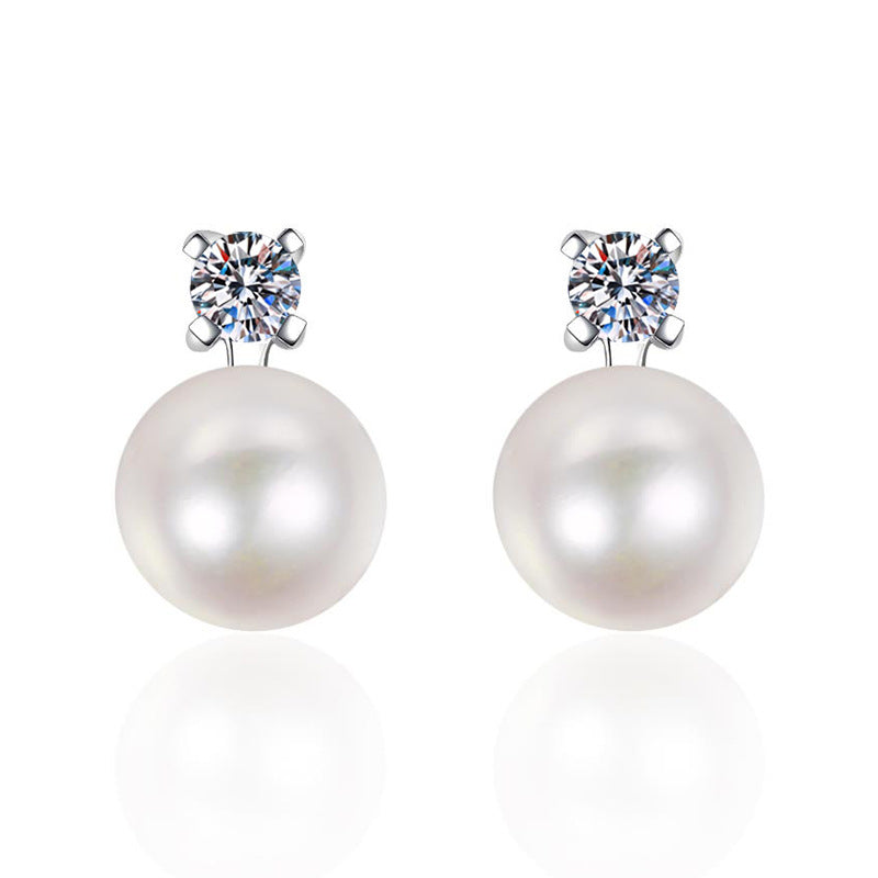 [Legend]ELEGANT NATURAL PEARL & MOISSANITE DROP EARRINGS