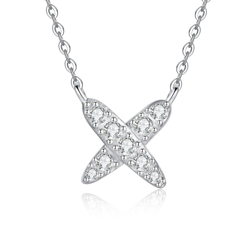 [Legend]MODERN X-SHAPE PAVÉ MOISSANITE NECKLACE