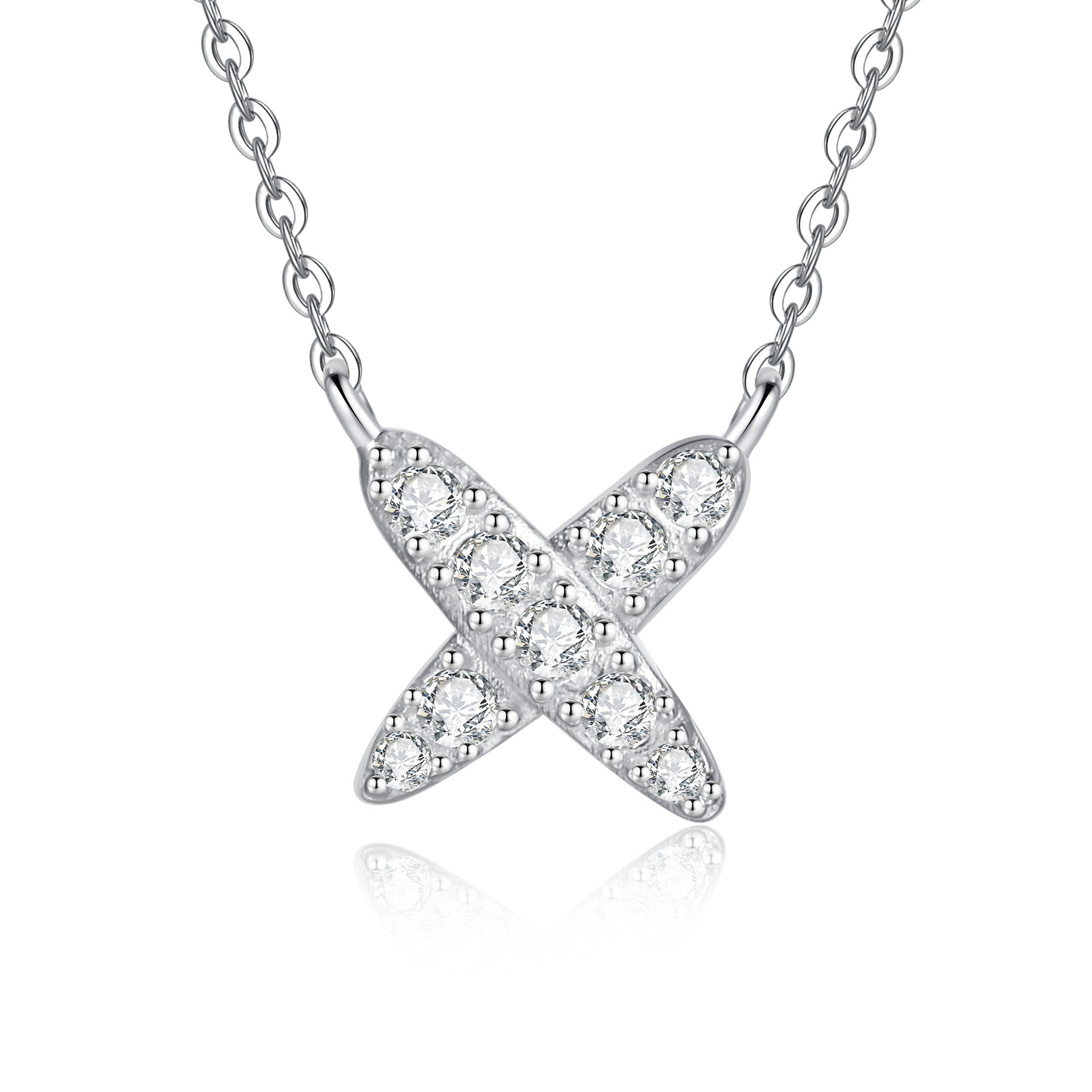 [Legend]MODERN X-SHAPE PAVÉ MOISSANITE NECKLACE