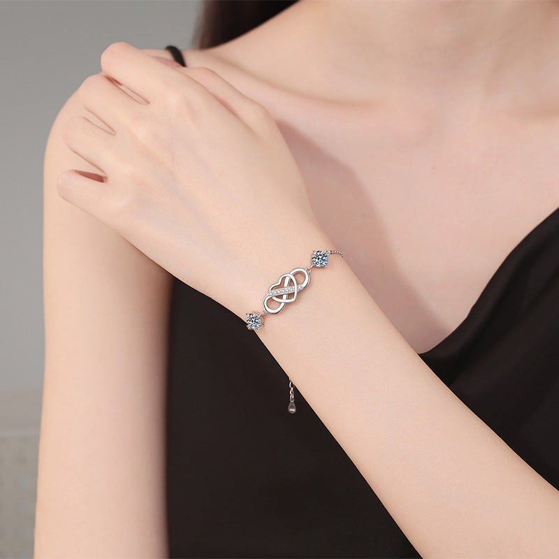 [Legend]DOUBLE-STONE "LOVE LINK" MOISSANITE BRACELET