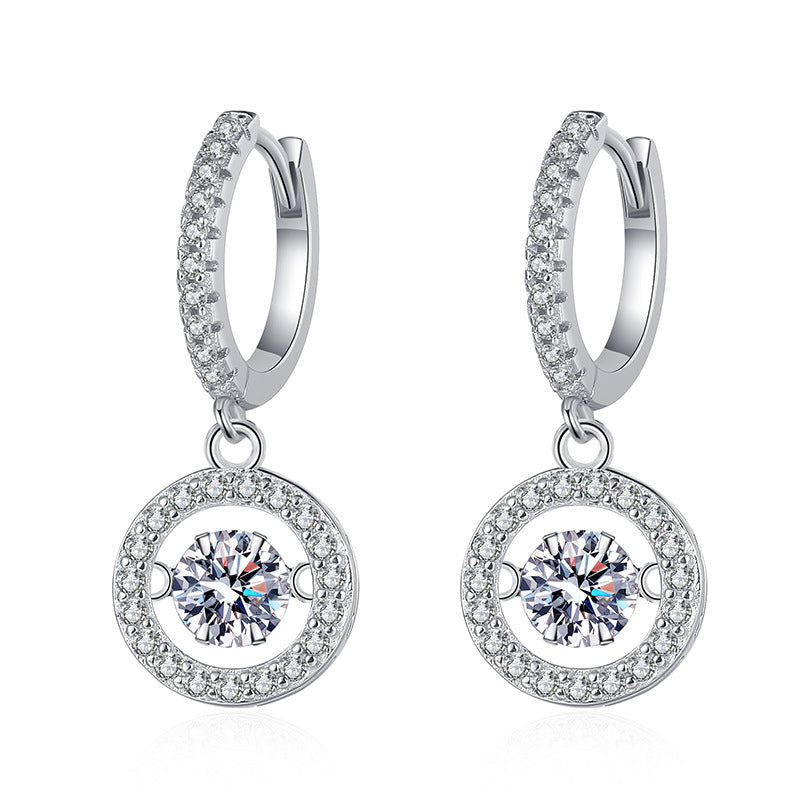 [Legend]DANCING MOISSANITE HALO DROP HOOP EARRINGS
