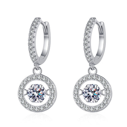 [Legend]DANCING MOISSANITE HALO DROP HOOP EARRINGS