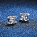 [Legend]CHIC INTERLOCKING DOUBLE-C MOISSANITE STUD EARRINGS