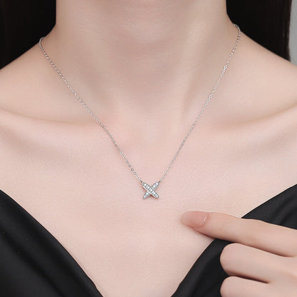 [Legend]MODERN X-SHAPE PAVÉ MOISSANITE NECKLACE