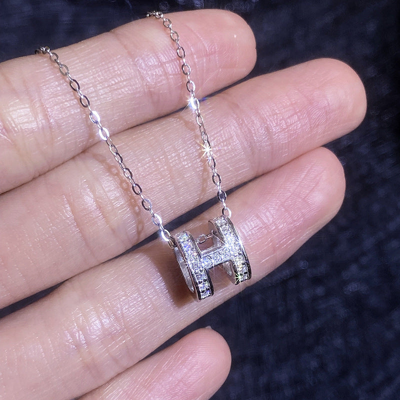 [Legend]FULL-PAVE "H" MOISSANITE PENDANT NECKLACE