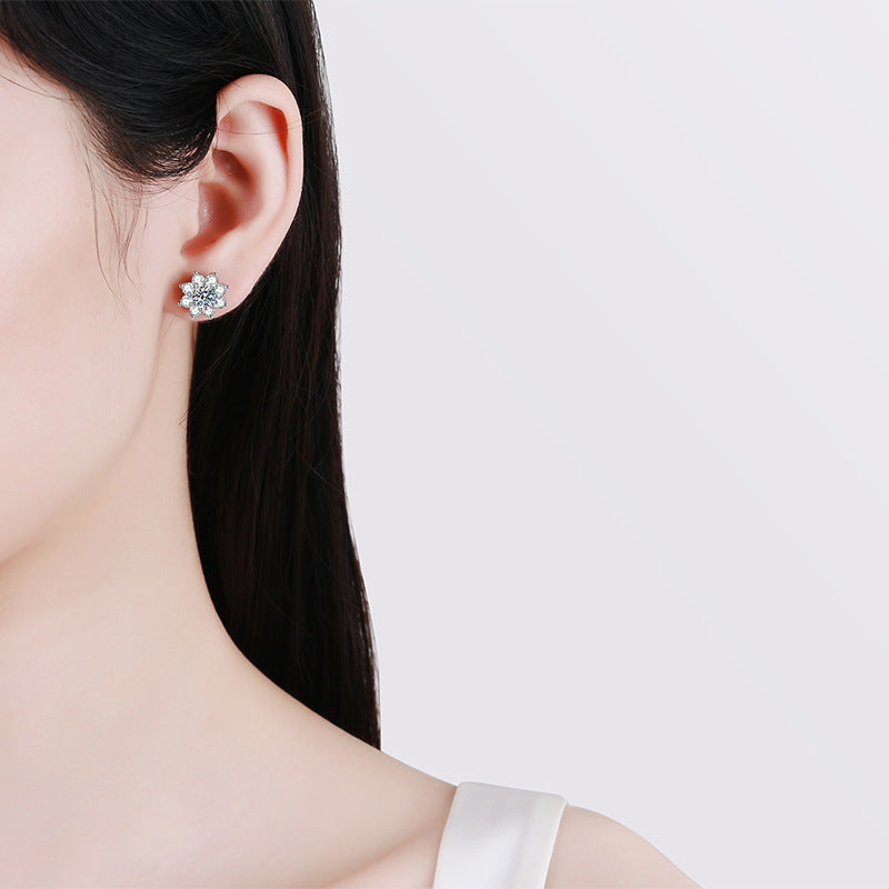 [Legend]RADIANT SUNFLOWER MOISSANITE STUD EARRINGS