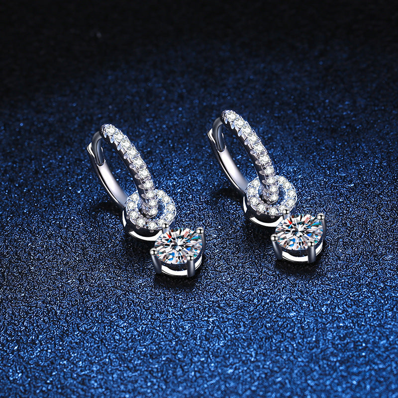 [Legend]INTERLOCKING DOUBLE RING MOISSANITE DROP EARRINGS