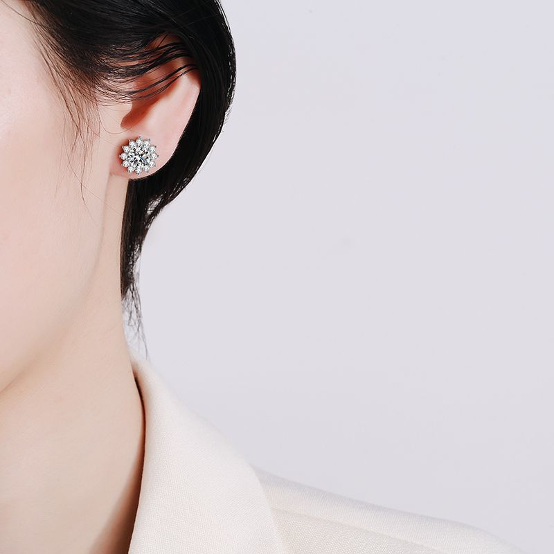 [Legend]BLOOMING SUNFLOWER MOISSANITE STUD EARRINGS