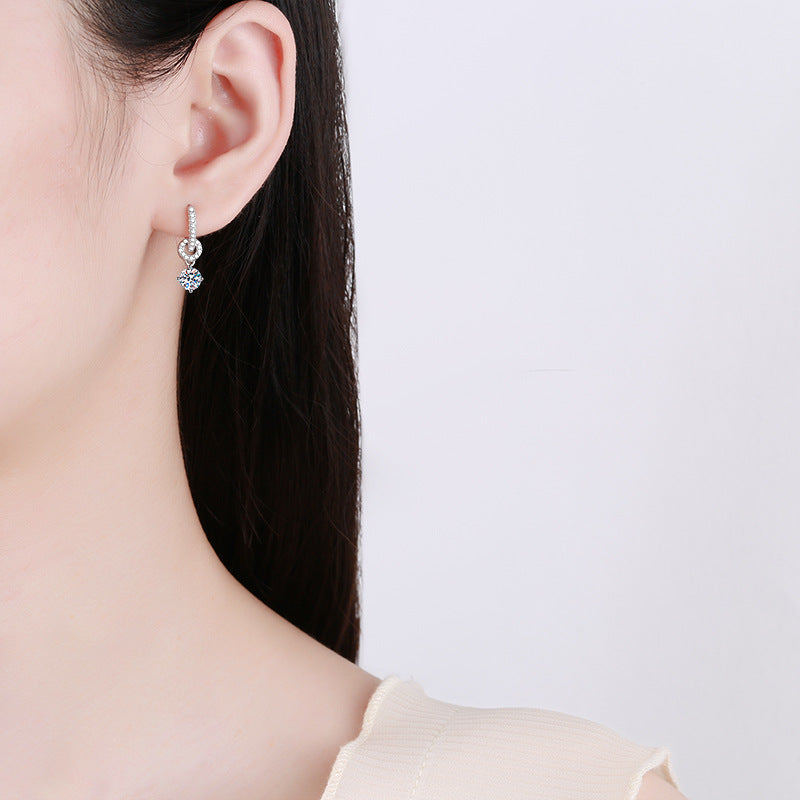 [Legend]INTERLOCKING DOUBLE RING MOISSANITE DROP EARRINGS