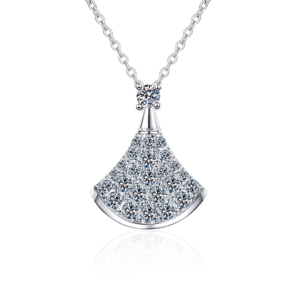 [Legend]ELEGANT FAN-SHAPED MOISSANITE PENDANT NECKLACE
