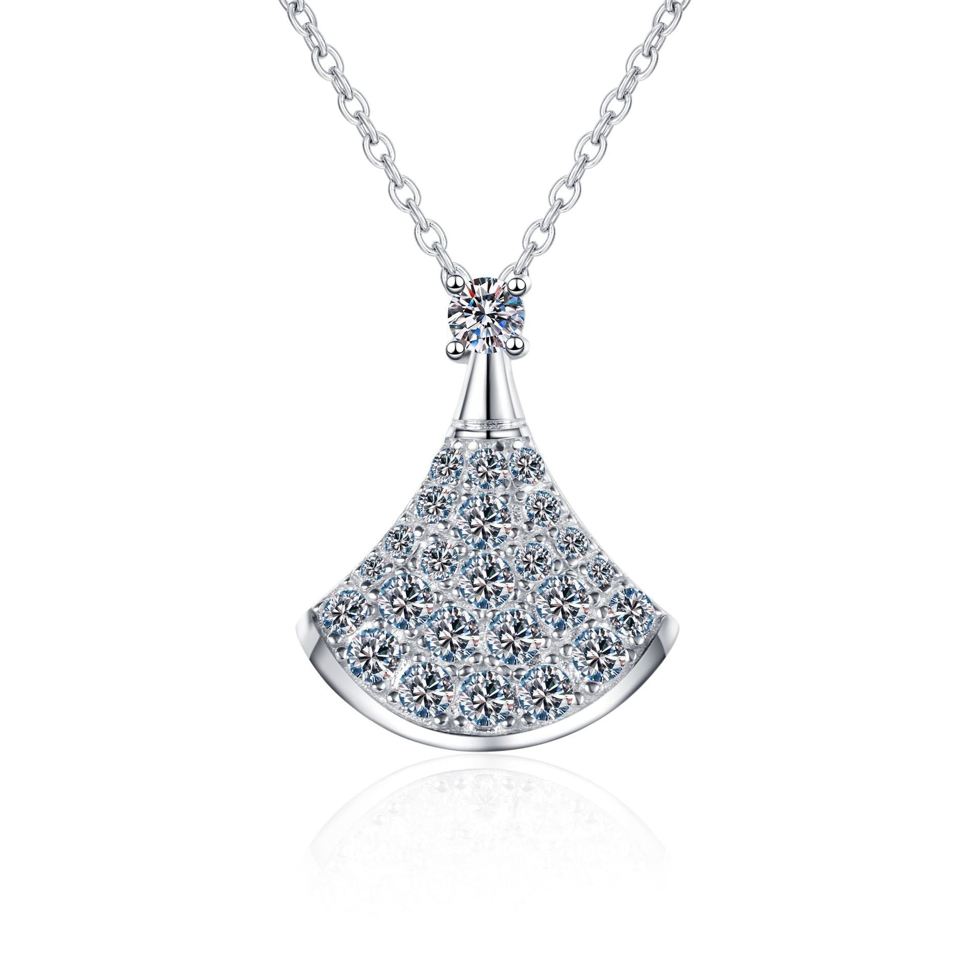 [Legend]ELEGANT FAN-SHAPED MOISSANITE PENDANT NECKLACE