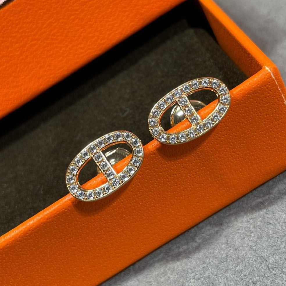 [Legend]HM FULL DIAMOND PIG NOSE STUD EARRINGS
