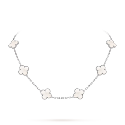 [Legend]CLASSIC LUCKY 10-MOTIF CLOVER NECKLACE WHITE GOLD COLLECTION