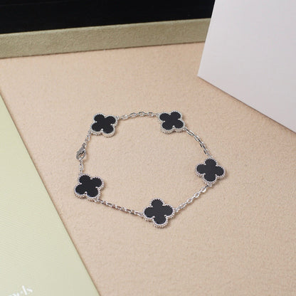 [Legend]LUCKY CLOVER 5-MOTIF BRACELET - BLACK OXNY COLLECTION