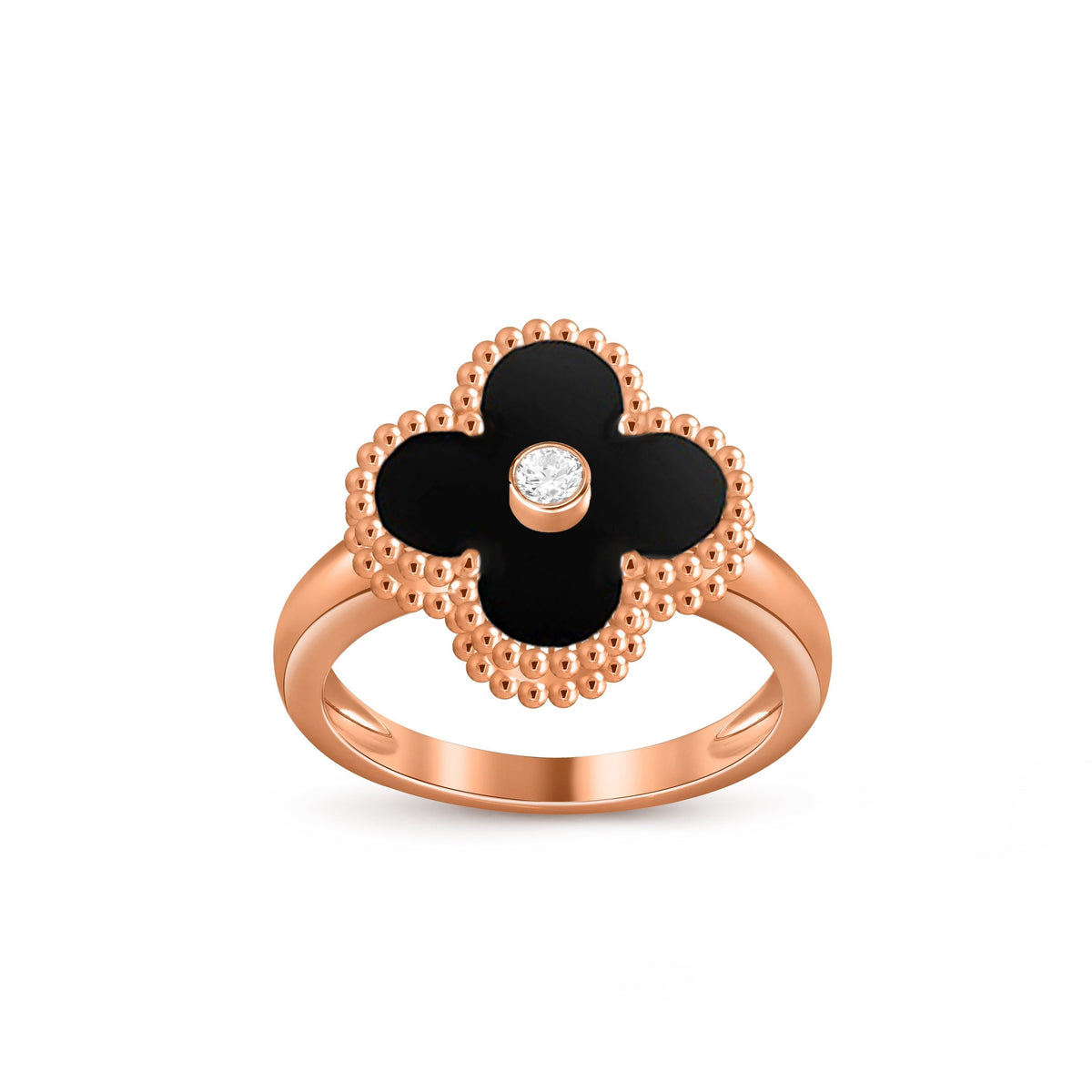 [Legend]LUCKY CLOVER DIAMOND-ACCENT ROSE GOLD RING COLLECTION