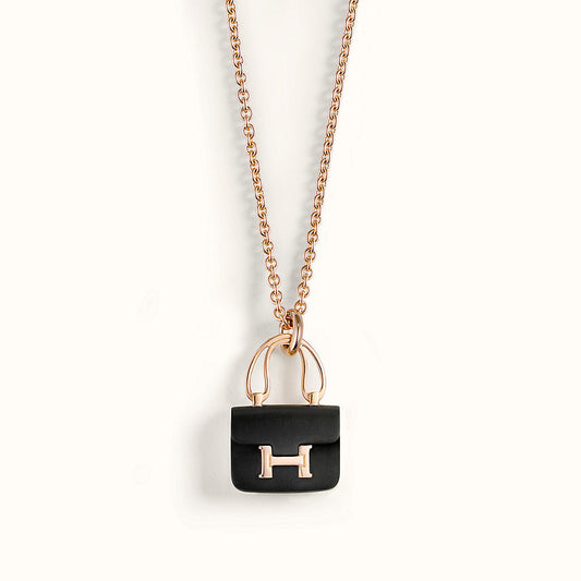 [Legend]CONSTANCE BLACK PEDANT ROSE GOLD NECKLACE