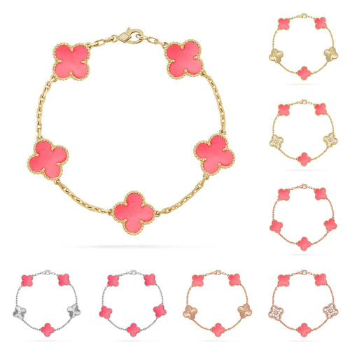 [Legend]LUCKY CLOVER 5-MOTIF BRACELET - PINK MOTHER-OF-PEARL COLLECTION
