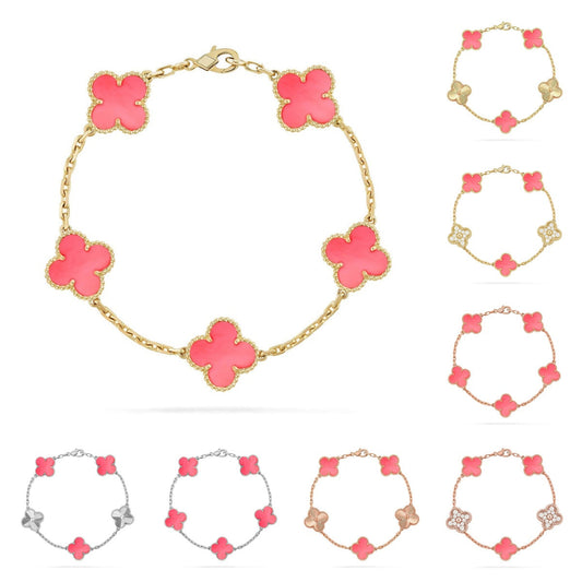 [Legend]LUCKY CLOVER 5-MOTIF BRACELET - PINK MOTHER-OF-PEARL COLLECTION