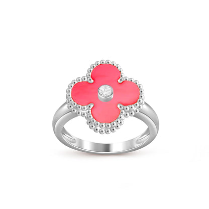 [Legend]LUCKY CLOVER DIAMOND-ACCENT WHITE GOLD RING COLLECTION