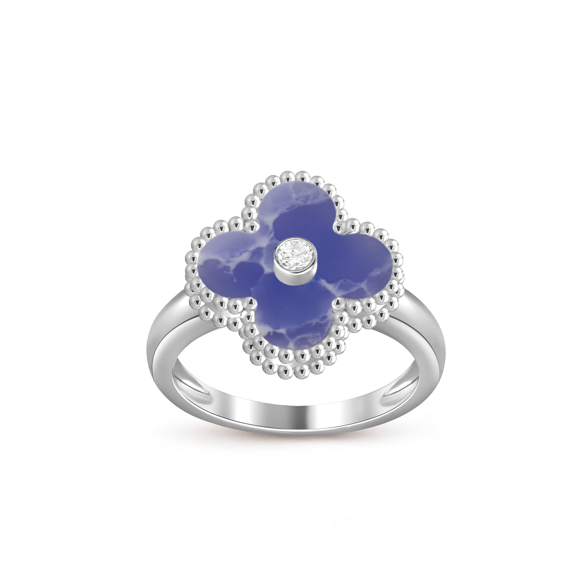 [Legend]LUCKY CLOVER DIAMOND-ACCENT WHITE GOLD RING COLLECTION