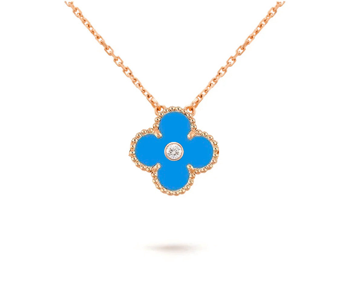 [Legend]15MM CLOVER FLOWER DIAMOND PENDANT NECKLACE COLLECTION