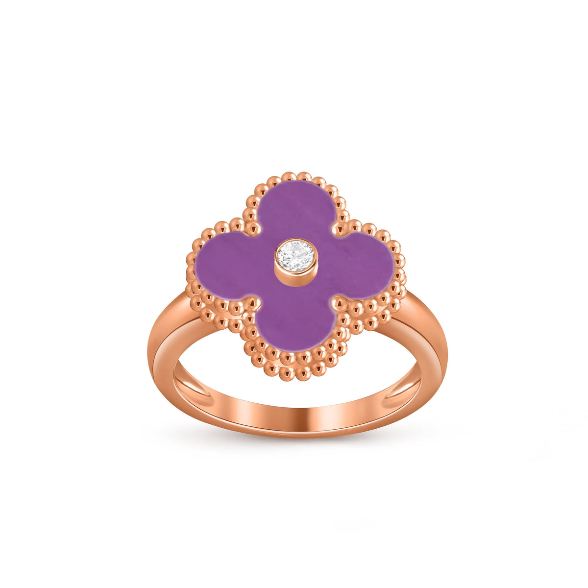 [Legend]LUCKY CLOVER DIAMOND-ACCENT ROSE GOLD RING COLLECTION