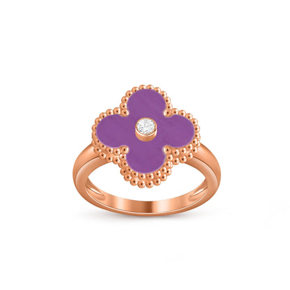 [Legend]LUCKY CLOVER DIAMOND-ACCENT ROSE GOLD RING COLLECTION
