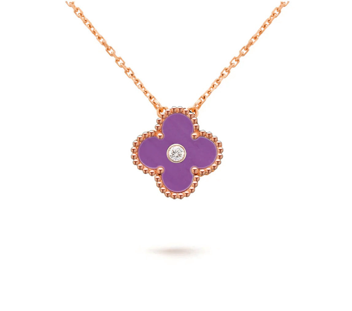 [Legend]15MM CLOVER FLOWER DIAMOND PENDANT NECKLACE COLLECTION
