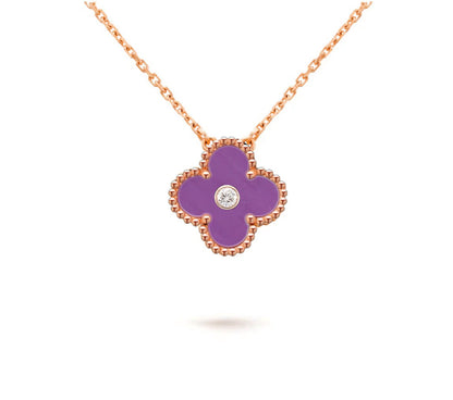 [Legend]15MM CLOVER FLOWER DIAMOND PENDANT NECKLACE COLLECTION